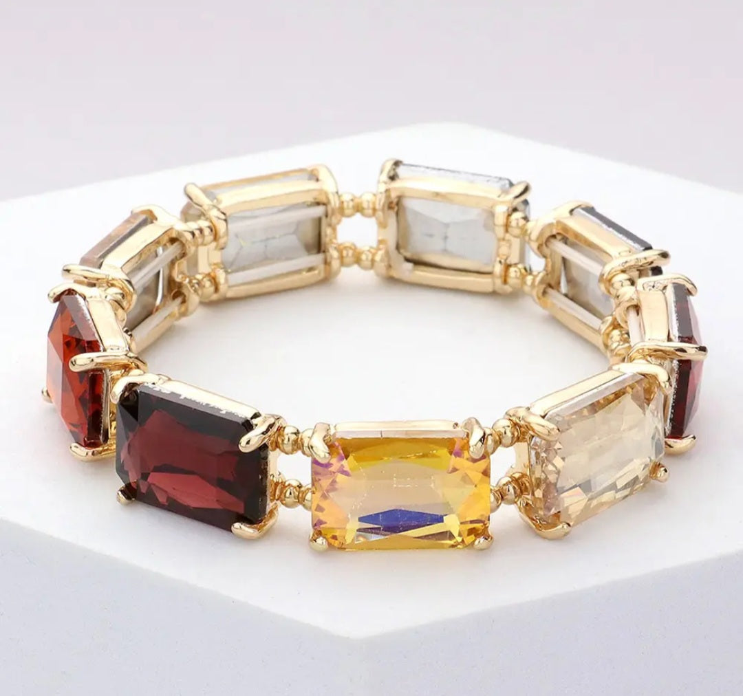 Bracelet - Brown Emerald Cut Stone