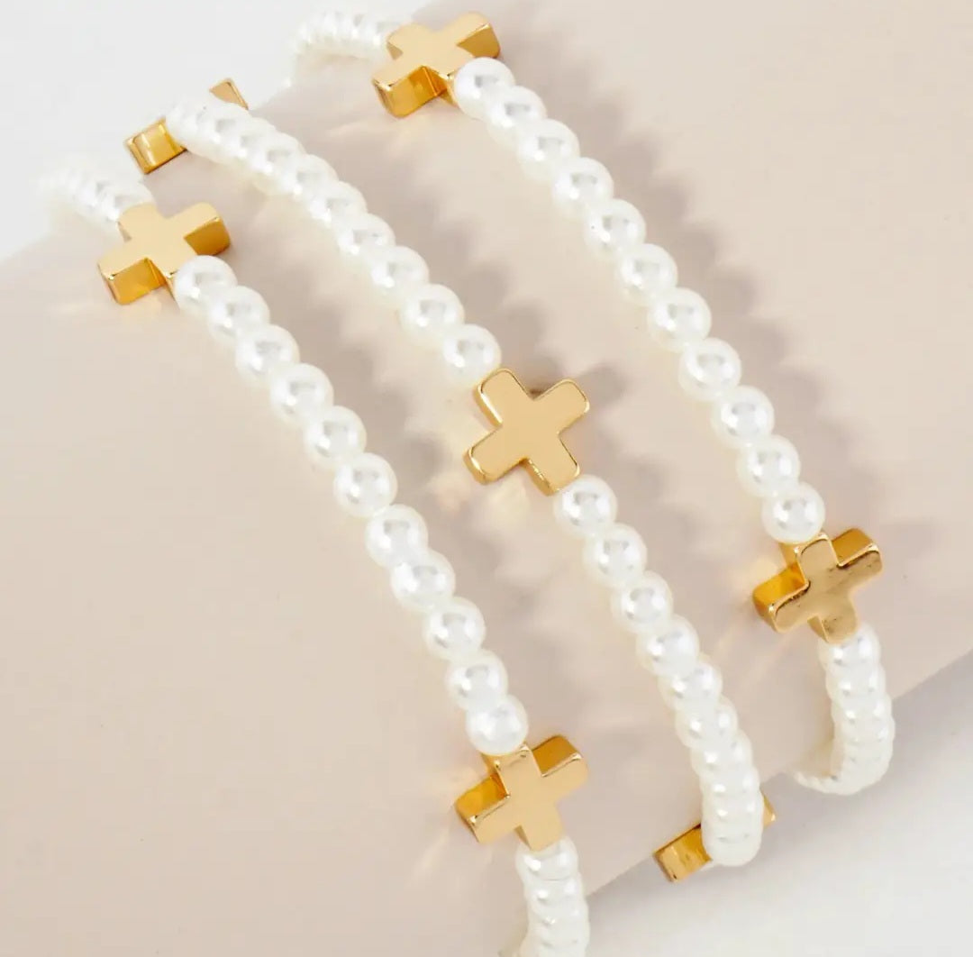 Bracelet - Pearl Cross Stretch