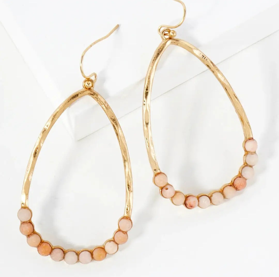Earrings - Blush Beaded Teardrop