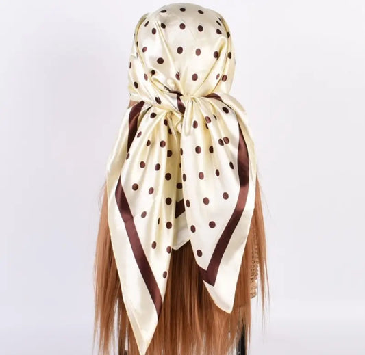 Scarf - Cream & Chocolate Polka Dot