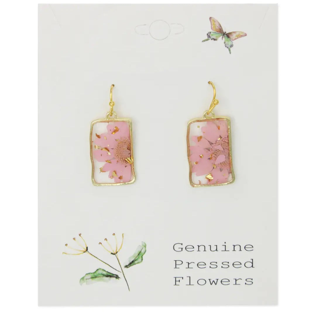 Earrings - Dried Flower Rectangle