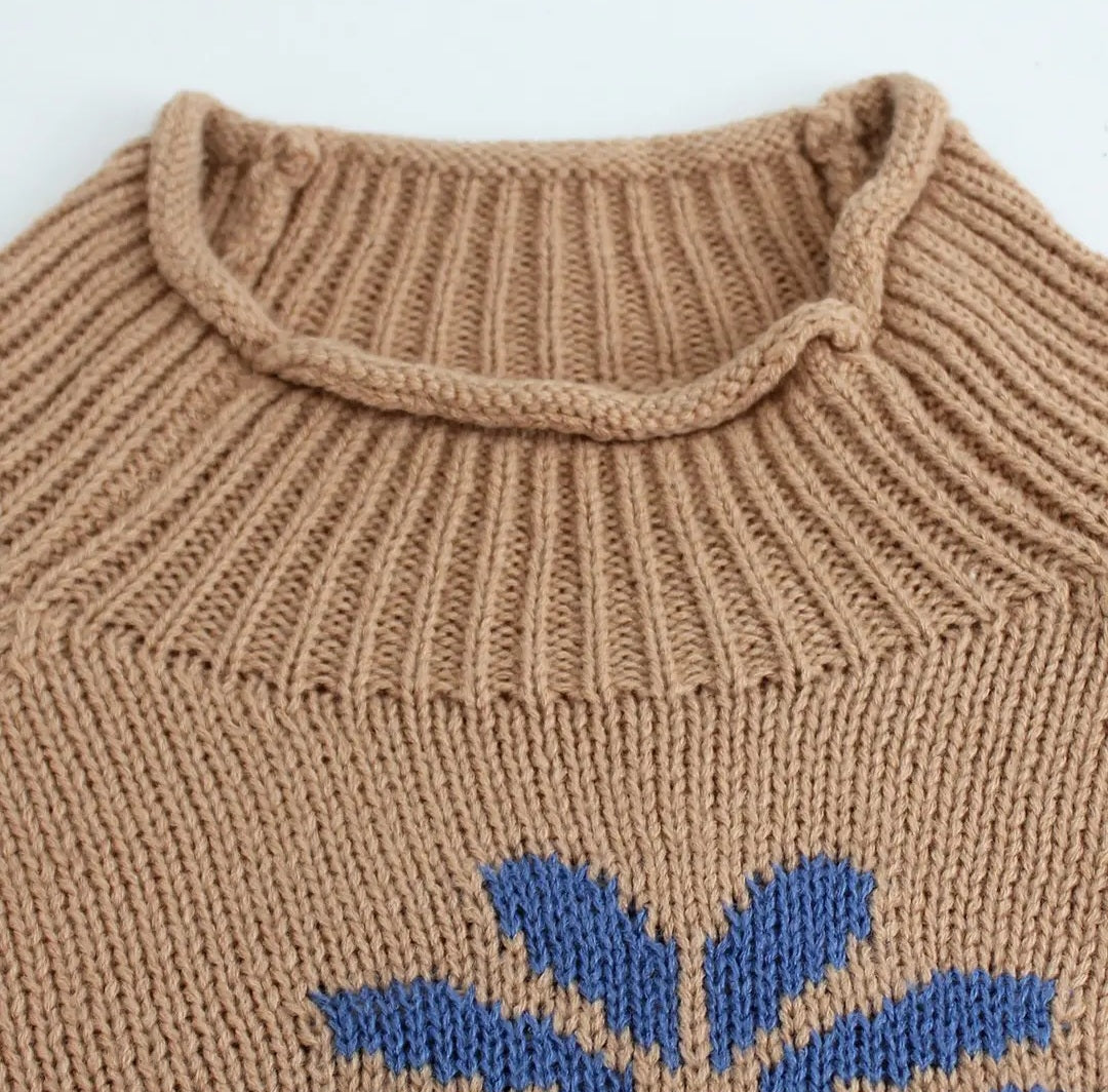 Sweater - Khaki Floral Knit
