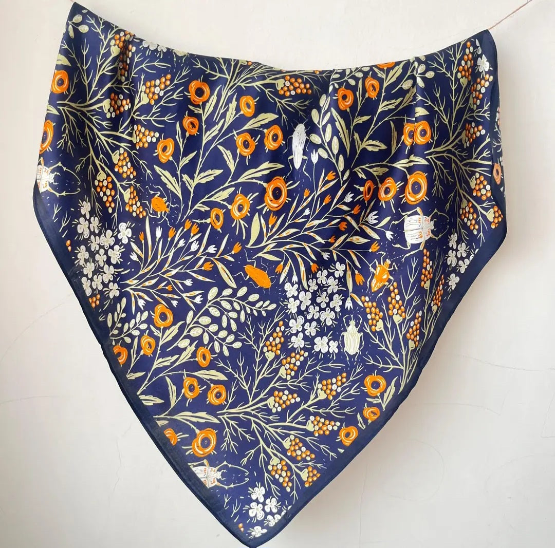 Scarf - Navy Wildflower