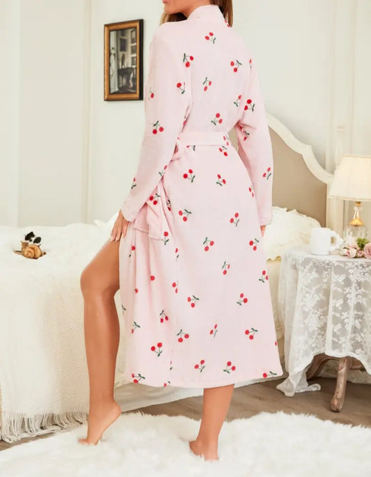 Robe - Cherry Plush Print Lounge