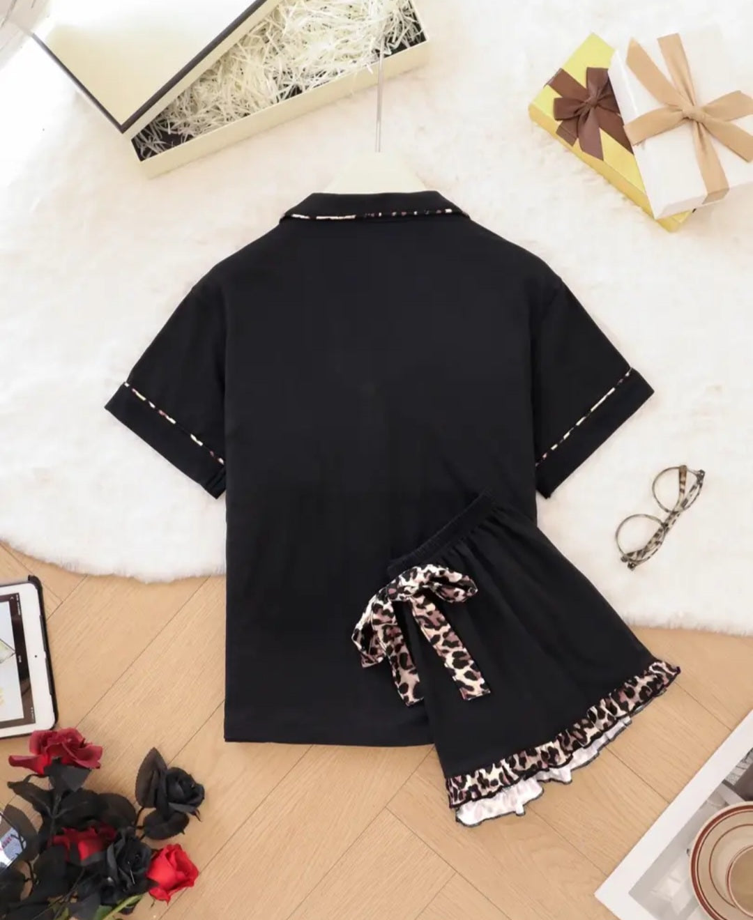 Pajamas - Black Animal Print Set