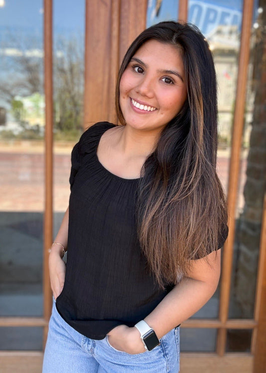 Jet Pleated Bishop Top