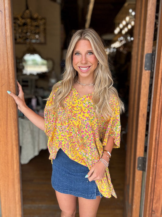 Plus Size Floral Dolman Sleeve Blouse