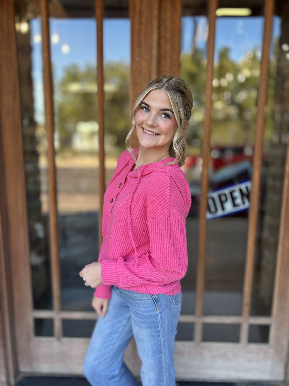 Tops | Sweater Rose Red Hoodie Vintage Style Drop Shoulder