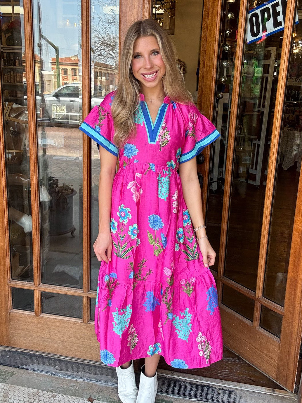 Floral Mixed Print Midi Dress