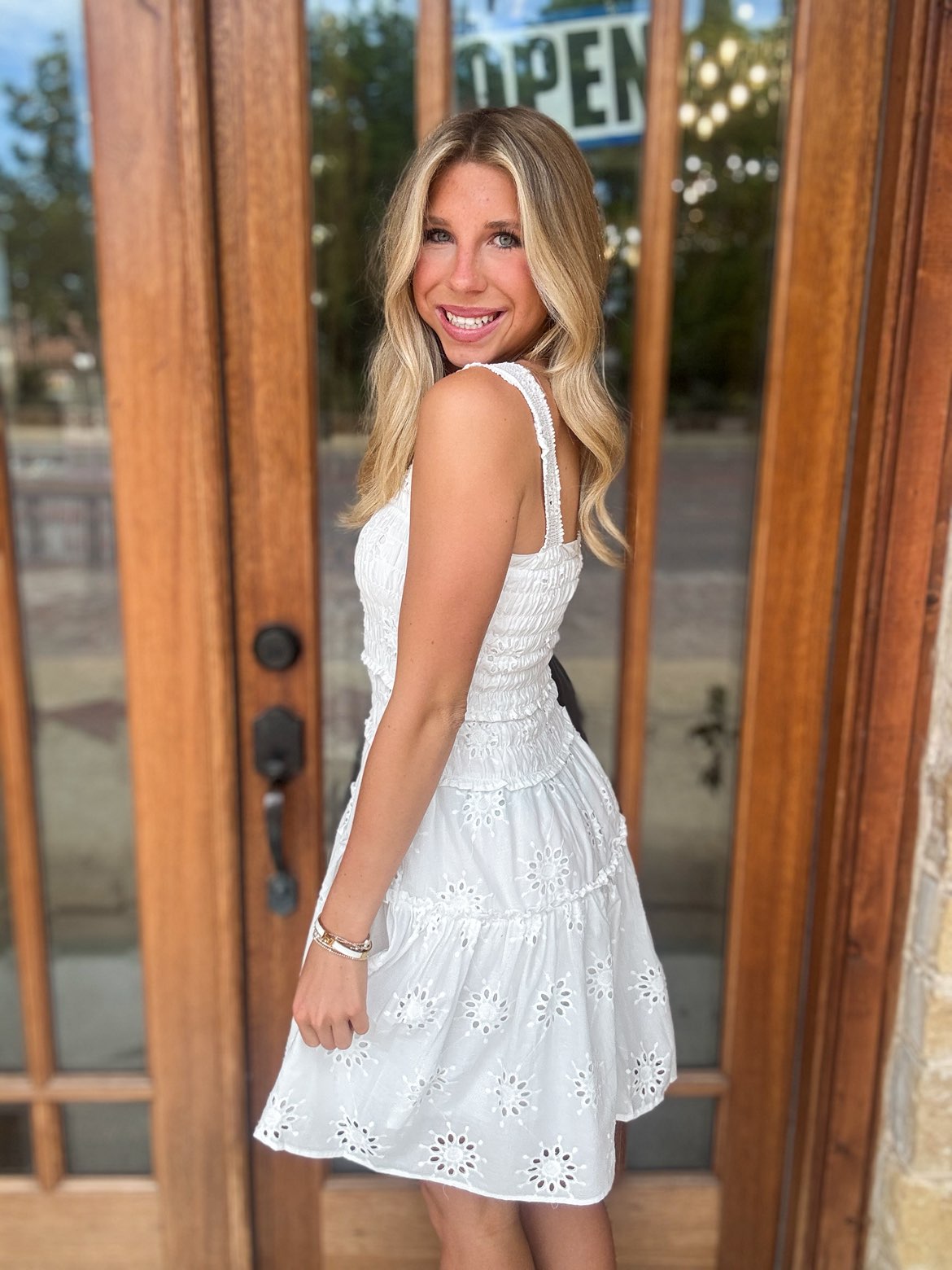 Dress - White Cotton Eyelet Mini