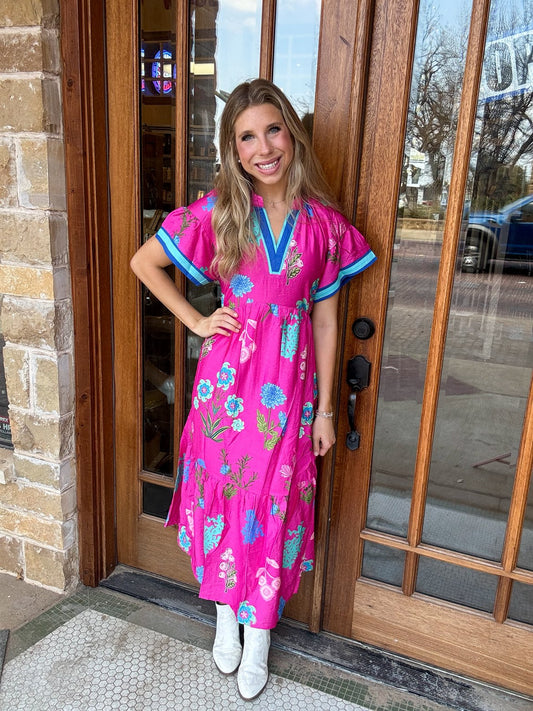 Floral Mixed Print Midi Dress