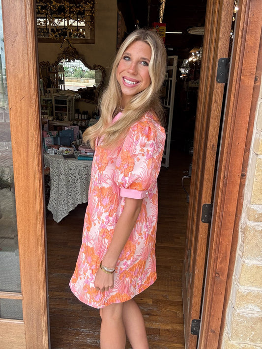 Jodifl Coral Bloom V-Neck Midi Dress