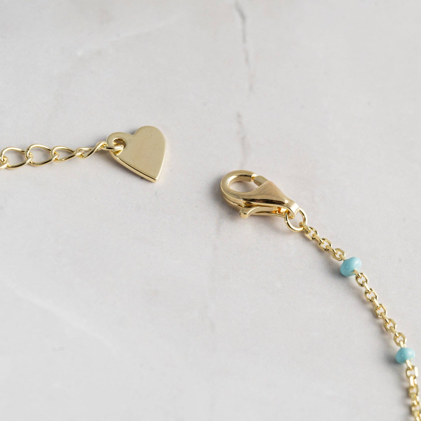 Bracelet | Turquoise Beaded Bracelet: 6.75" + .5" Ext / Gold