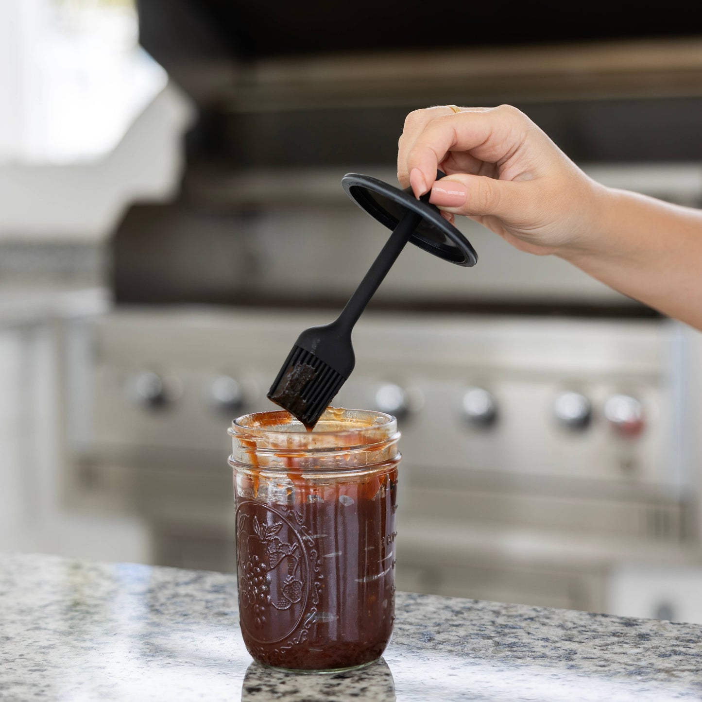 Housewares | Jar With Silicone Black Basting Brush Lid For Wide Mouth