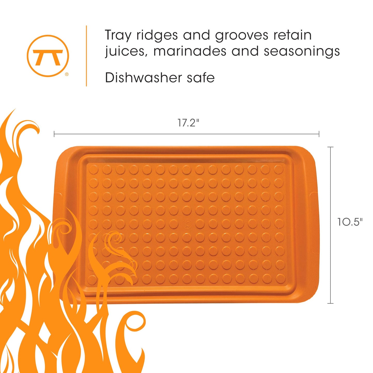 Home and Garden | Outset Large Prep Trays, Set 2, Orange, Black,17.2” x 10.5“