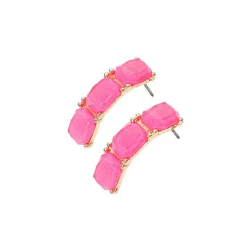 Jewelry | Earrings Pink Triple Stone Cluster