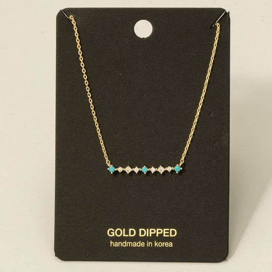 Dainty Cz Bar Charm Necklace