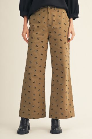 Pants - Khaki Horse Print