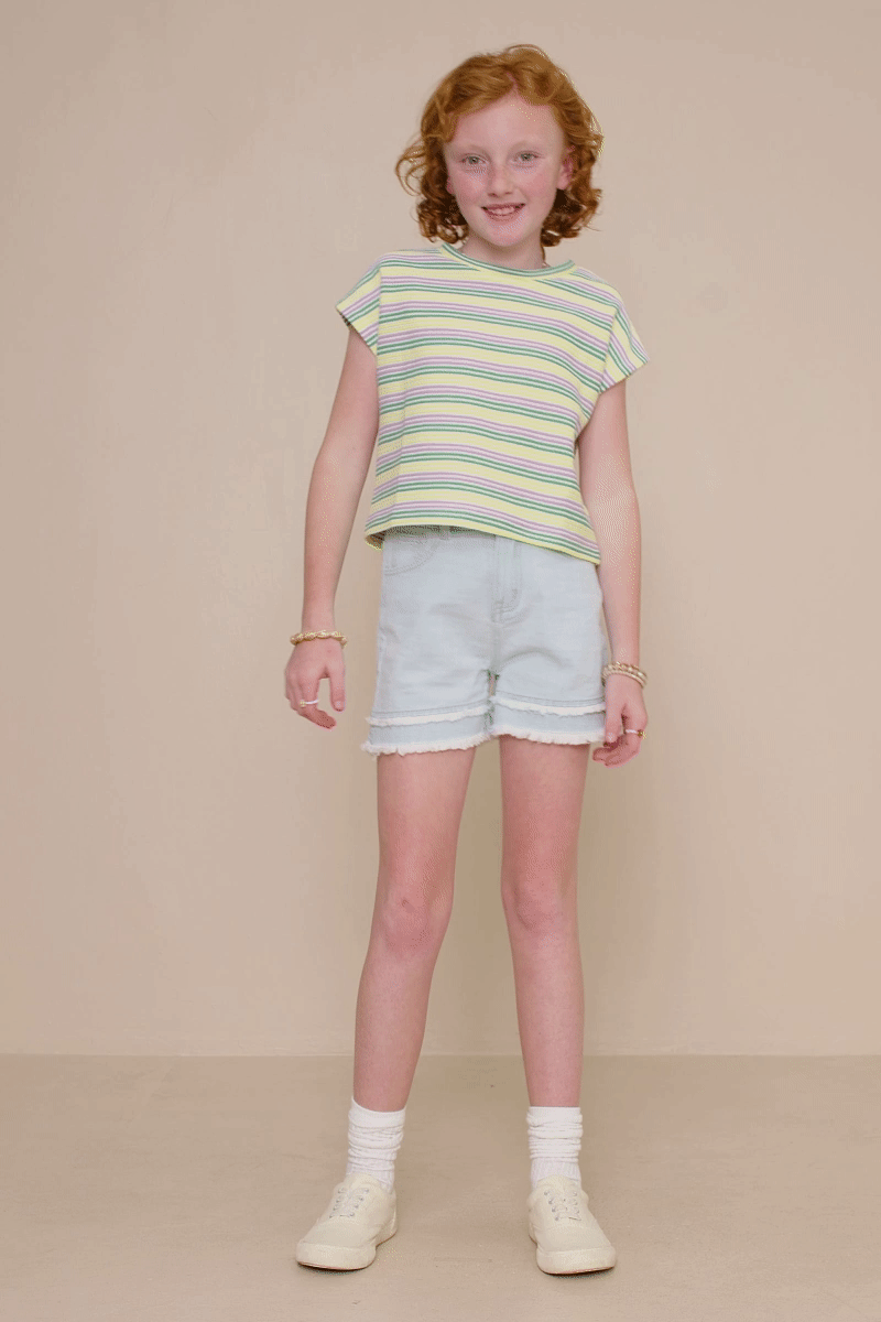 Tee - Girls Engineered Stripe Textured Knit