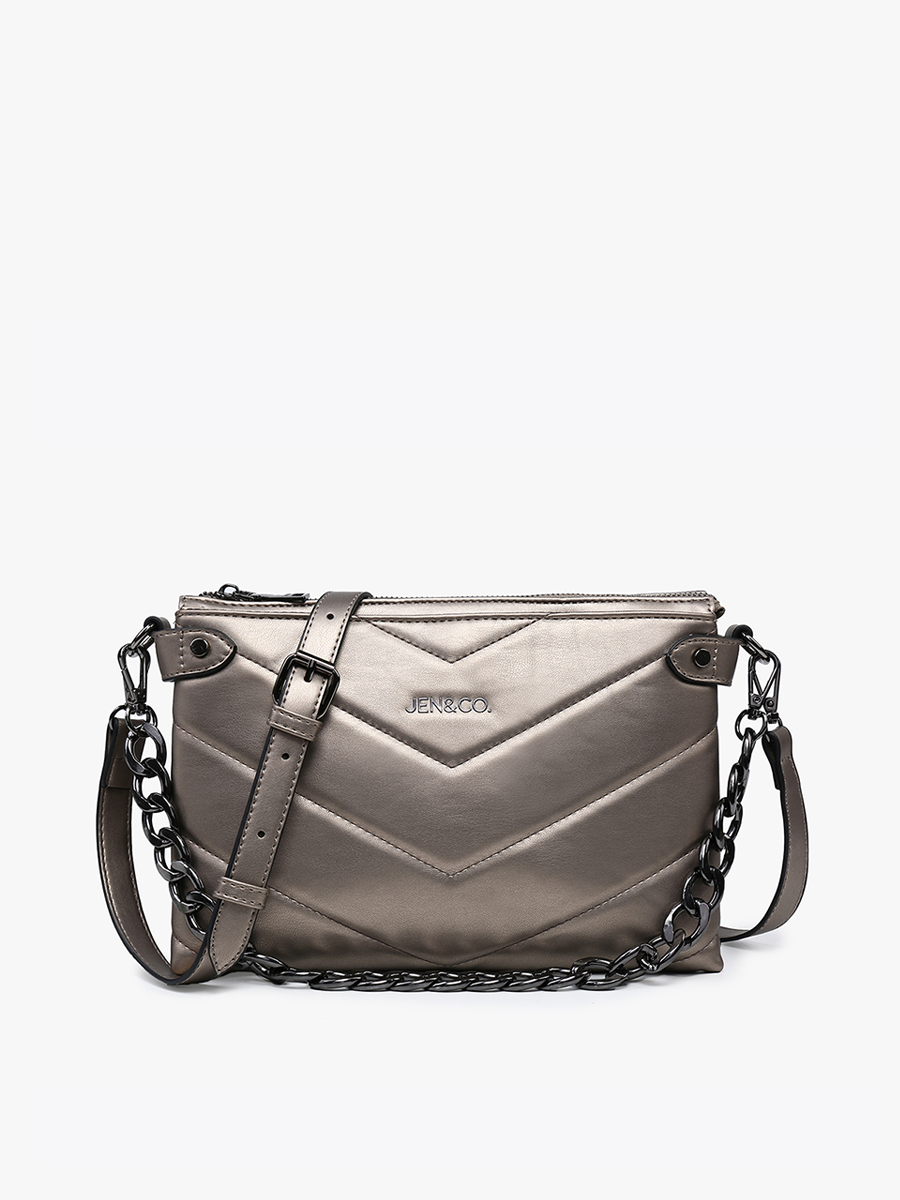 Gunmetal Britt Puffer Crossbody w/ Snaps