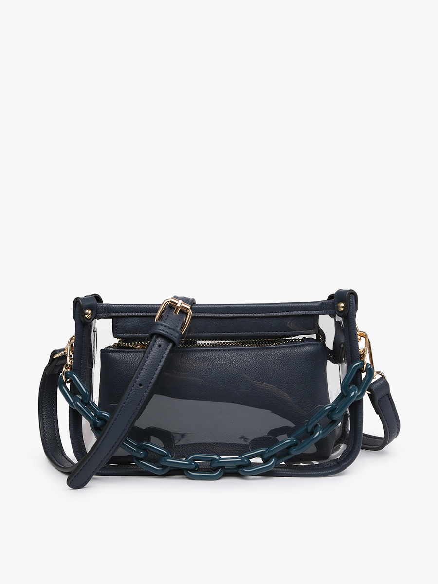 Taupe Jessica Clear Crossbody w/ Chain