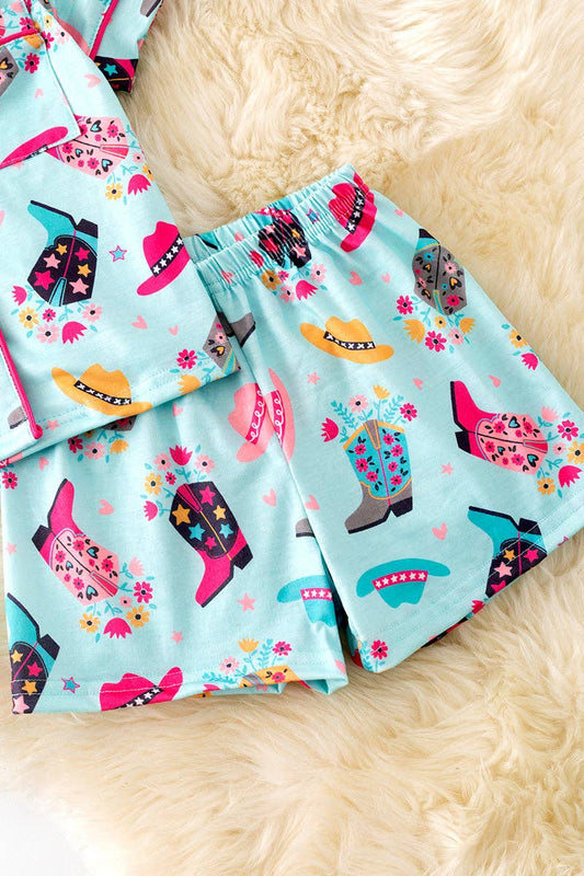 Girls | Pajamas LT. Blue Cowgirl/Western Printed