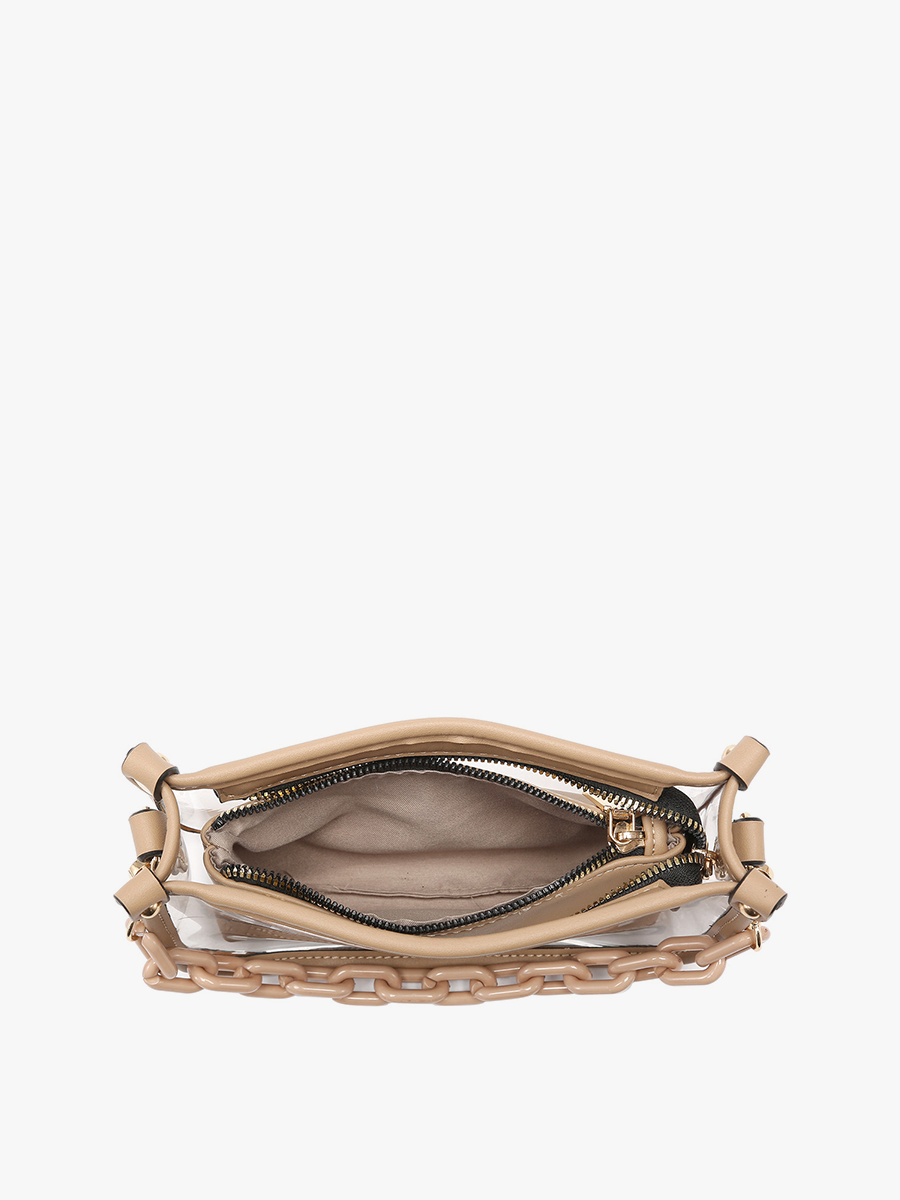 Taupe Jessica Clear Crossbody w/ Chain