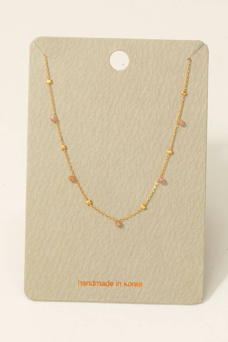 Dainty Mix Bead Charm Necklace