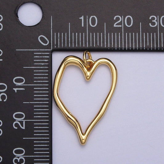 Jewelry | Charm Gold Geometric Open Heart Minimalist