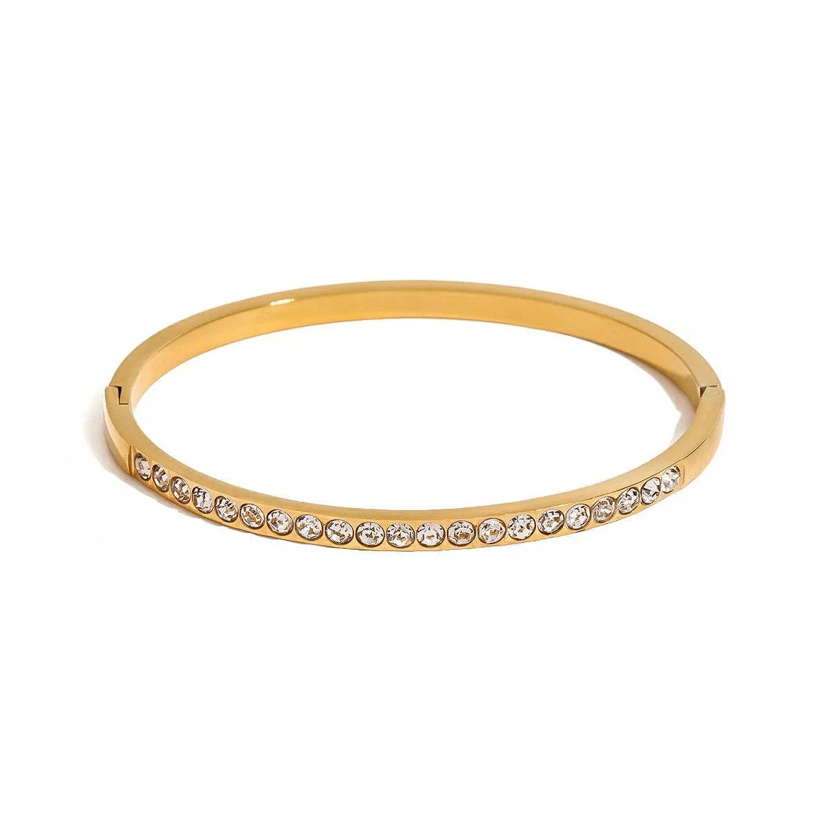 Solid Round Line Bangle Gold Waterproof