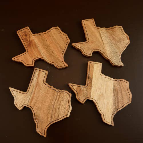 Home | Coasters Set of Four (4) Wooden Shape of Texas