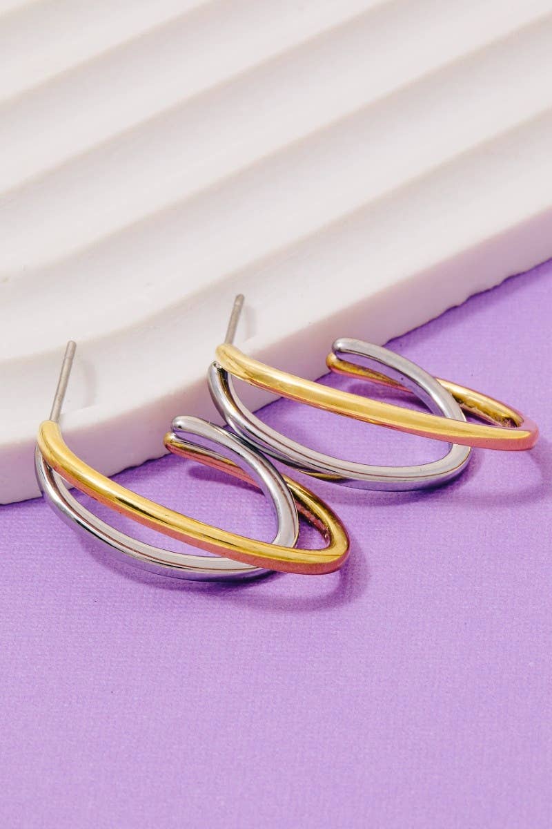 Layered Oval Hoop Earrings