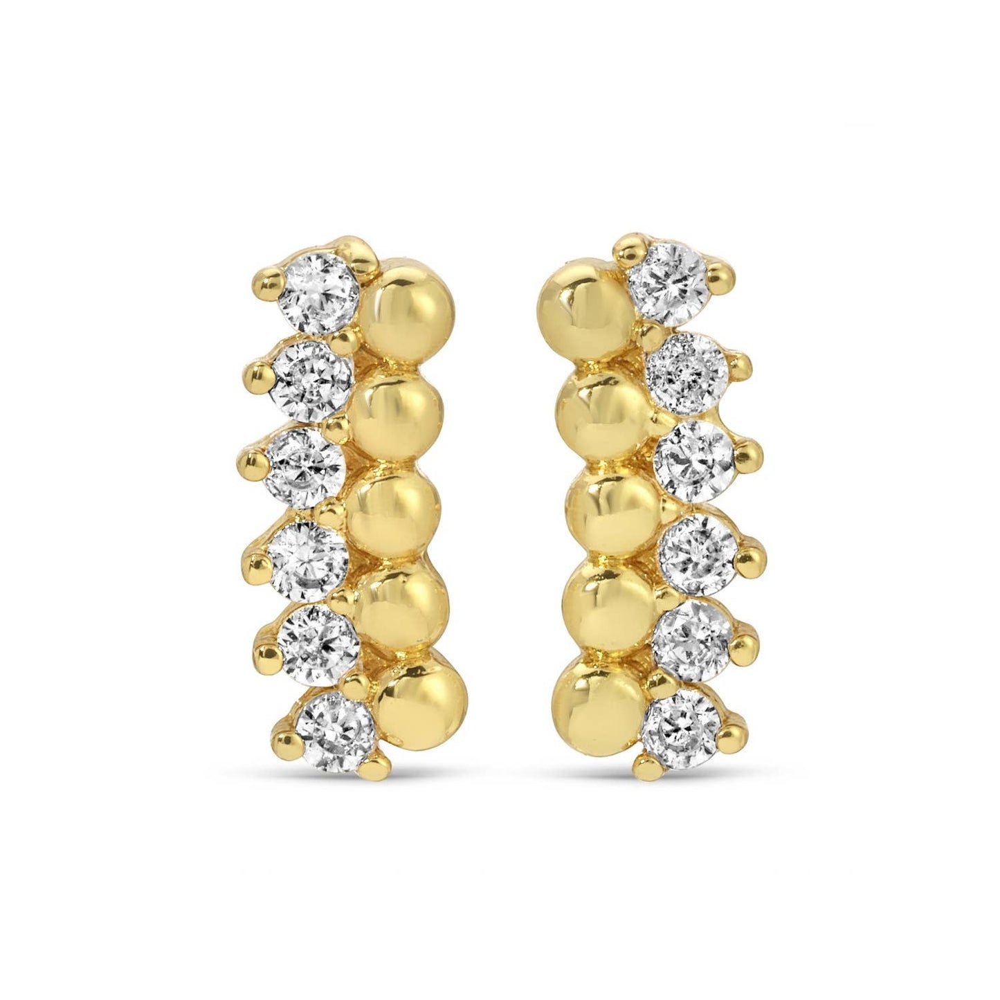 Earrings | Delicate Dots & Cz Studs On Velvet Gift Tag