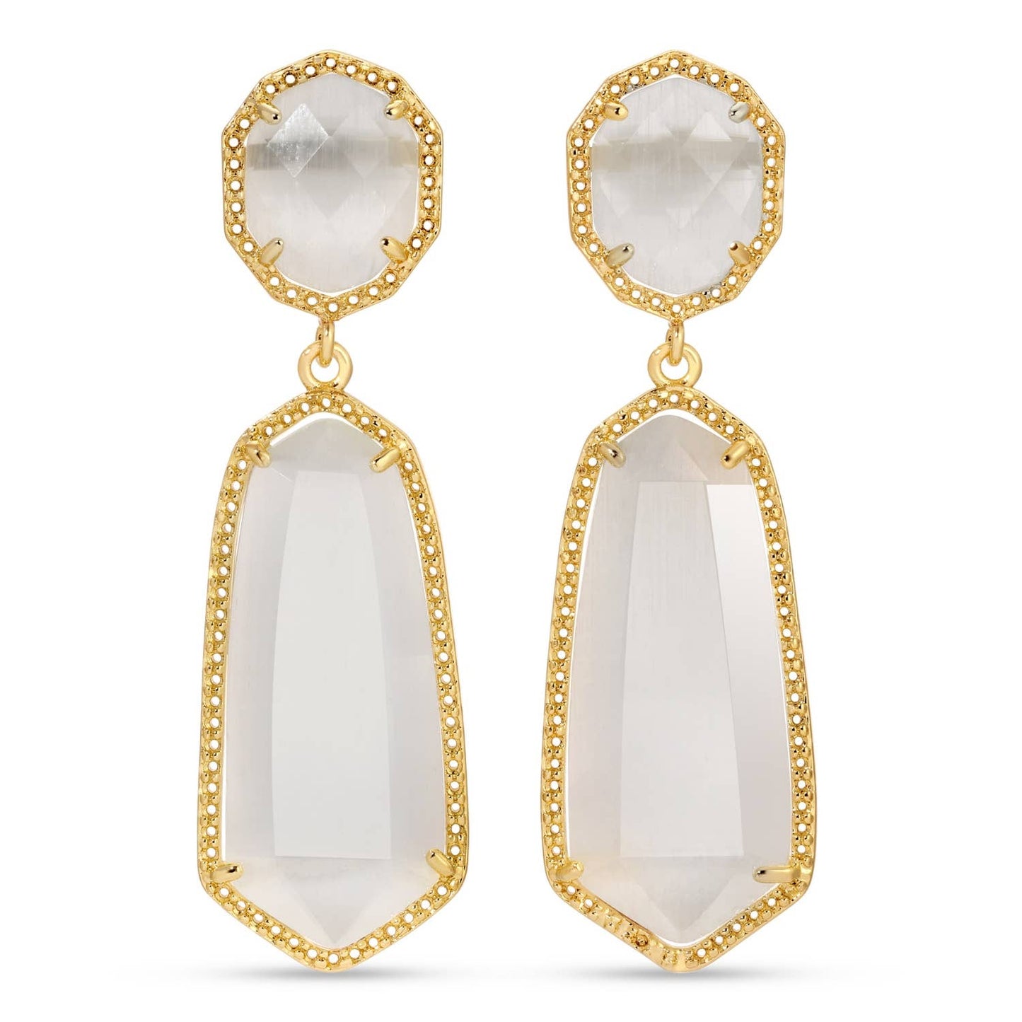 Jewelry | Earrings White Charlotte Long Double Drop Stone Stud