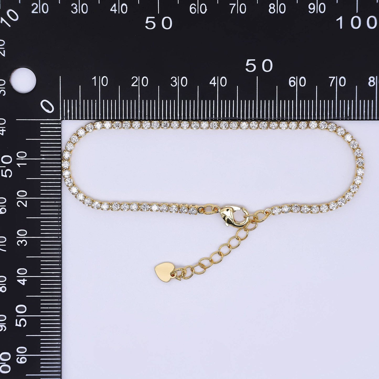 24K Gold Filled Clear CZ Tennis 6.9 inch Bracelet