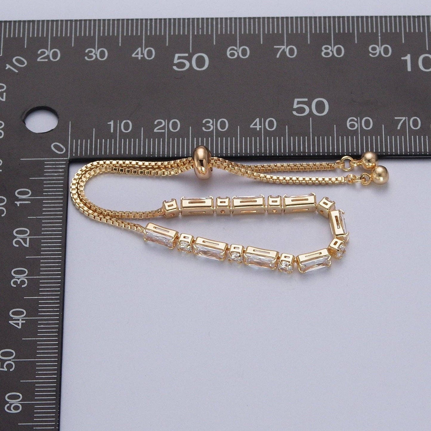 Jewelry | Bracelet 24K Gold Filled with Clear Baguette Cubic Zirconia