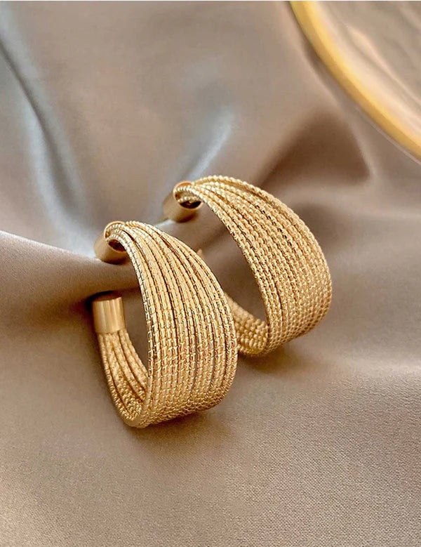Luxurious Textured Gold Hoop Earrings