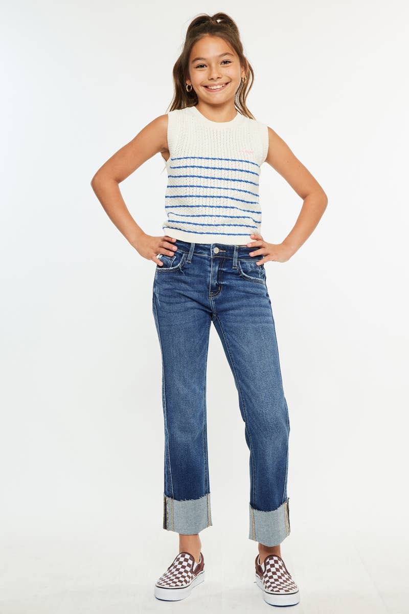 Girls | KanCan Jeans Youth Mid Rise Crop Striaght
