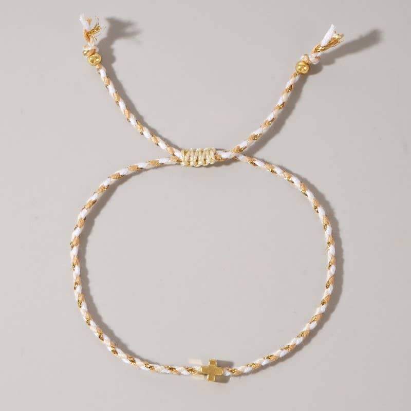 Bracelet - 18K Stainless Steel Corded Cross
