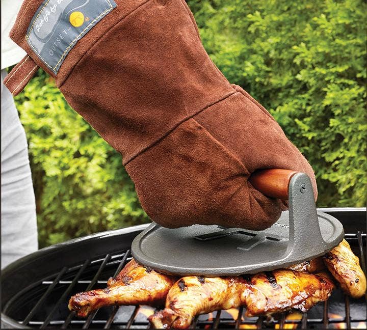 Home and Garden | Outset Grill Mitt Brown Leather, 8.5” x 15”
