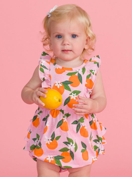 Girls | Baby Orange You The Sweetest Tank Waterfall Romper
