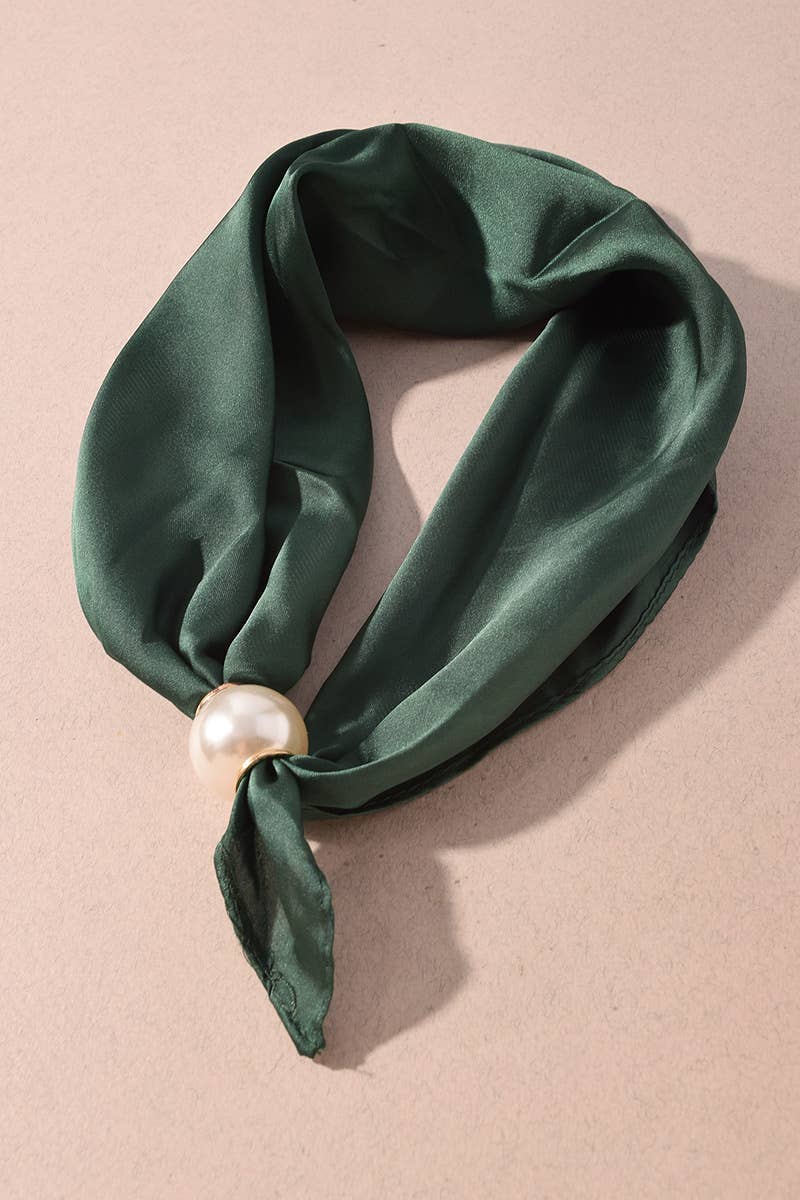 Scarf Necklace - Green Pearl Satin