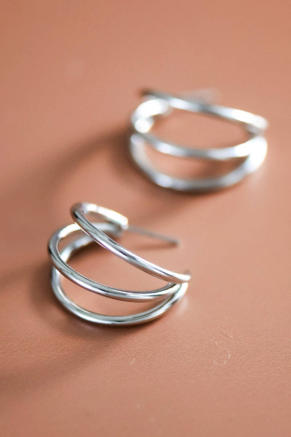 Earrings - Silver Geo Stainless Steel Hoop