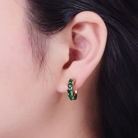 Jewelry | Earrings 24K Gold Filled Emerald Green Micro Pave Cubic Zirconia 16.5