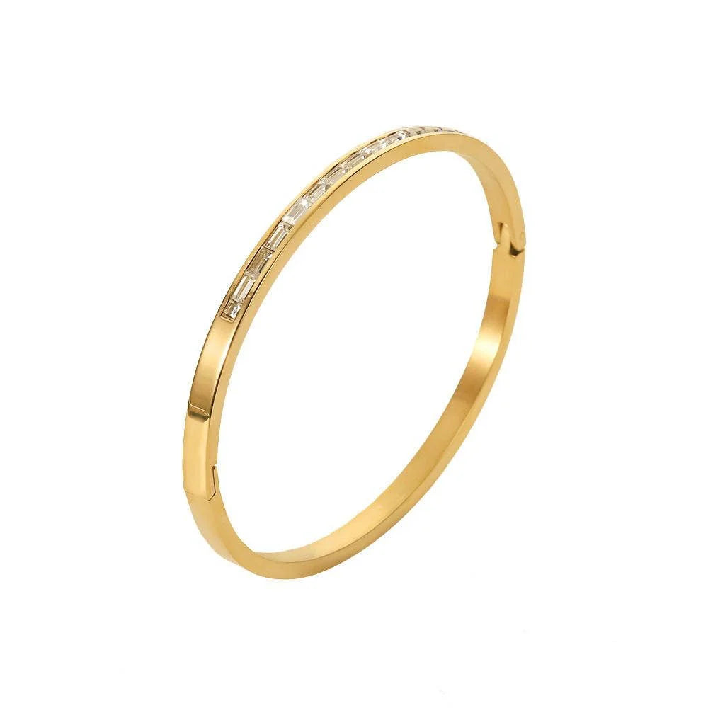 Jewelry | Bracelet CZ Zicron Solid Emerald Line Bangle