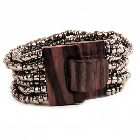 Bracelet | Bali Glass Mini Wood Buckle Bracelet