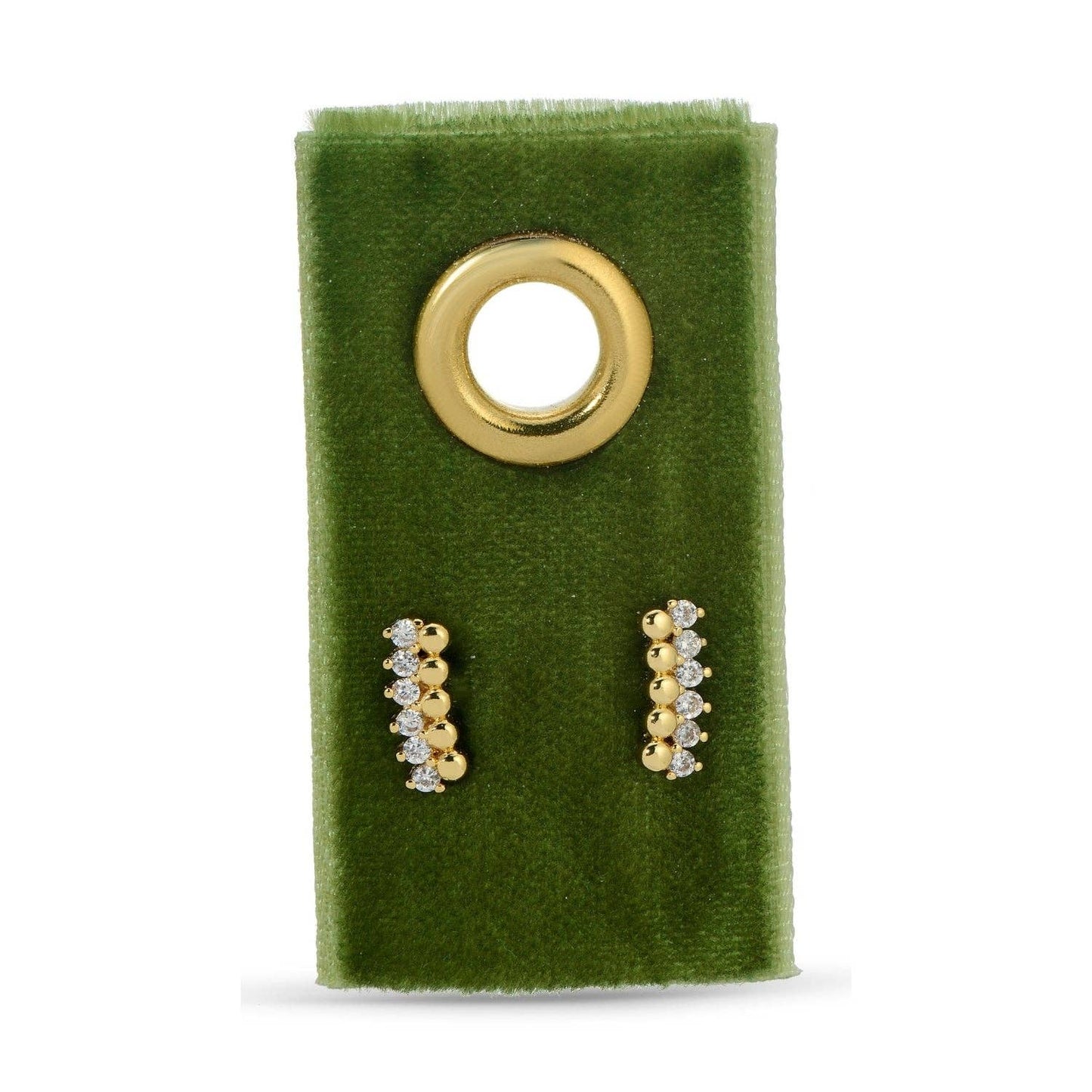 Earrings | Delicate Dots & Cz Studs On Velvet Gift Tag