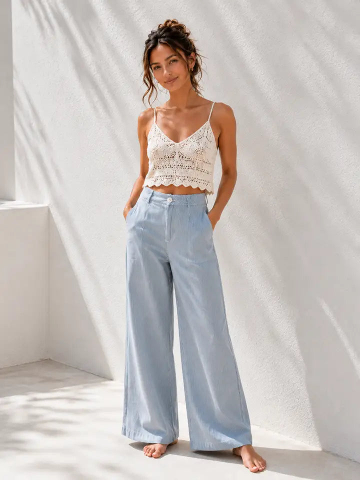 Pants - Seaside Stripe Wide Leg