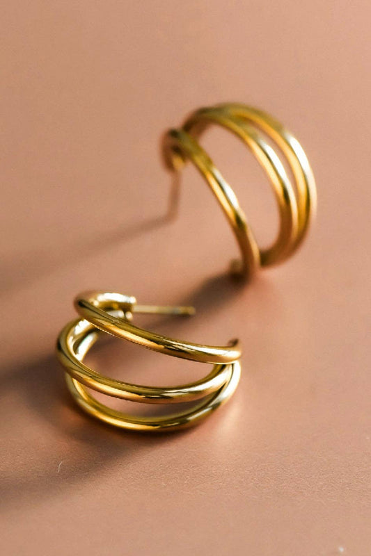 18K Gold Plated Waterproof Stainless Steel Hoop Earrings
