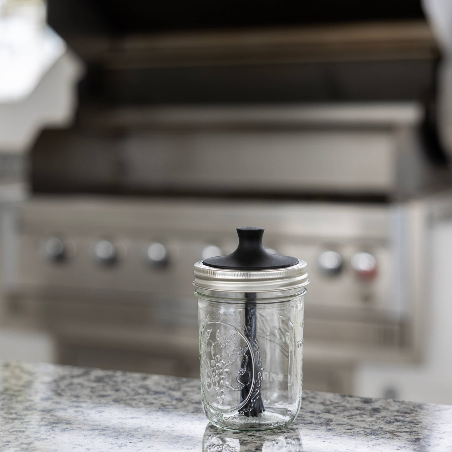 Housewares | Jar With Silicone Black Basting Brush Lid For Wide Mouth